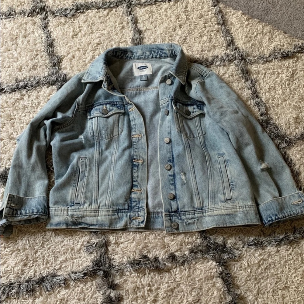 Distressed jean jacket